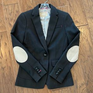 Banana Republic 00P Black 100% Wool blazer with pink stitching details